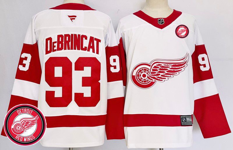 Men Detroit Red Wings #93 Debrincat White Fanatics 2025 NHL Jersey style 3